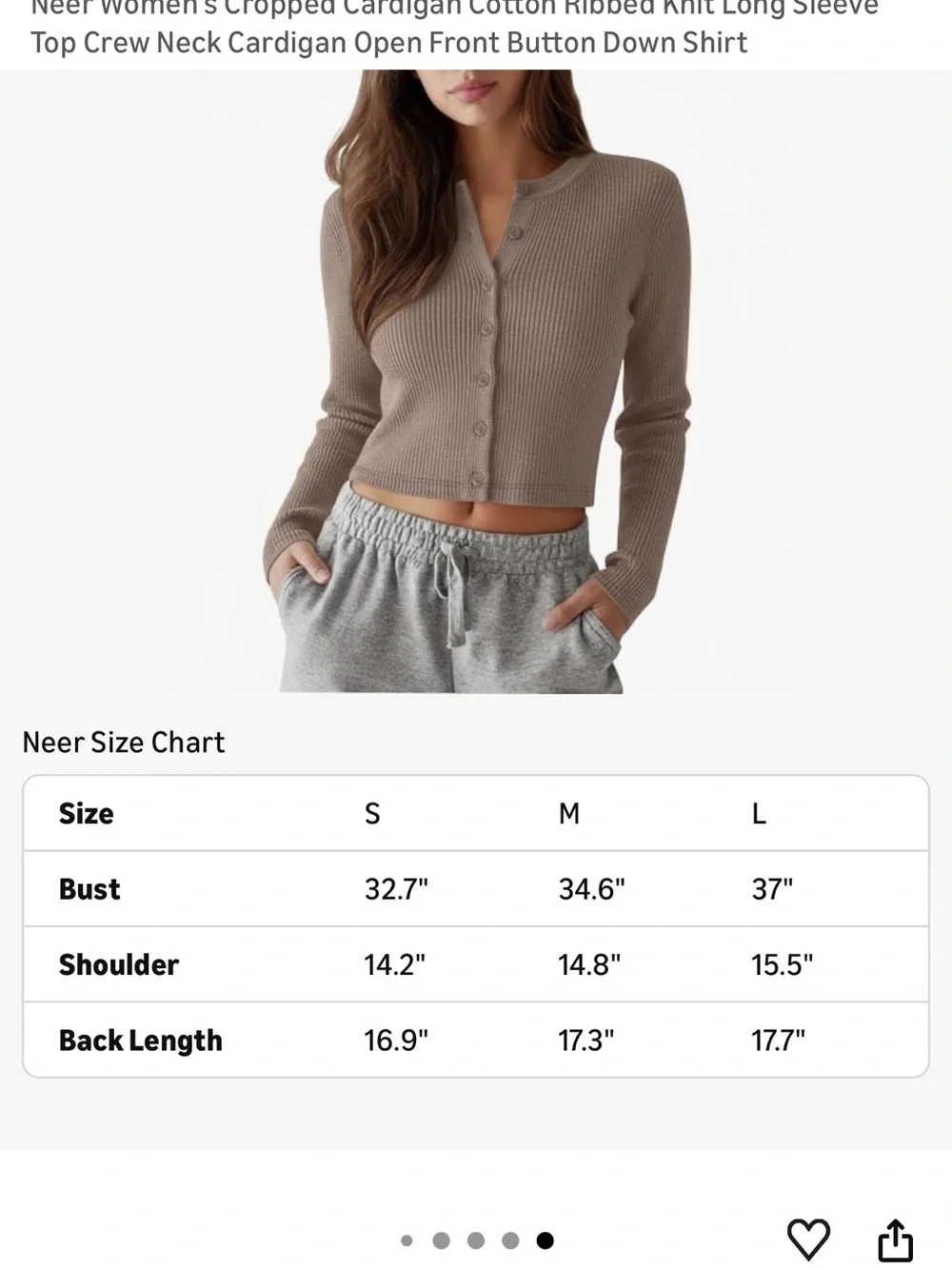 Women's Ribbed Button-Front Crop Cardigan - Tan - Picture 4 of 4